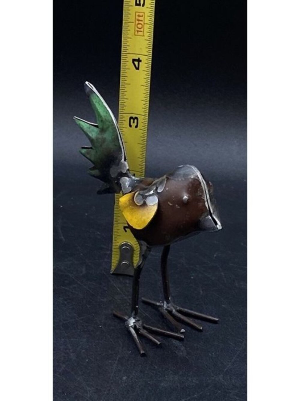 Recycled Metal Mini Bird Sculpture 3.5” Tall Multicolor Welded Rustic - Picture 5 of 8